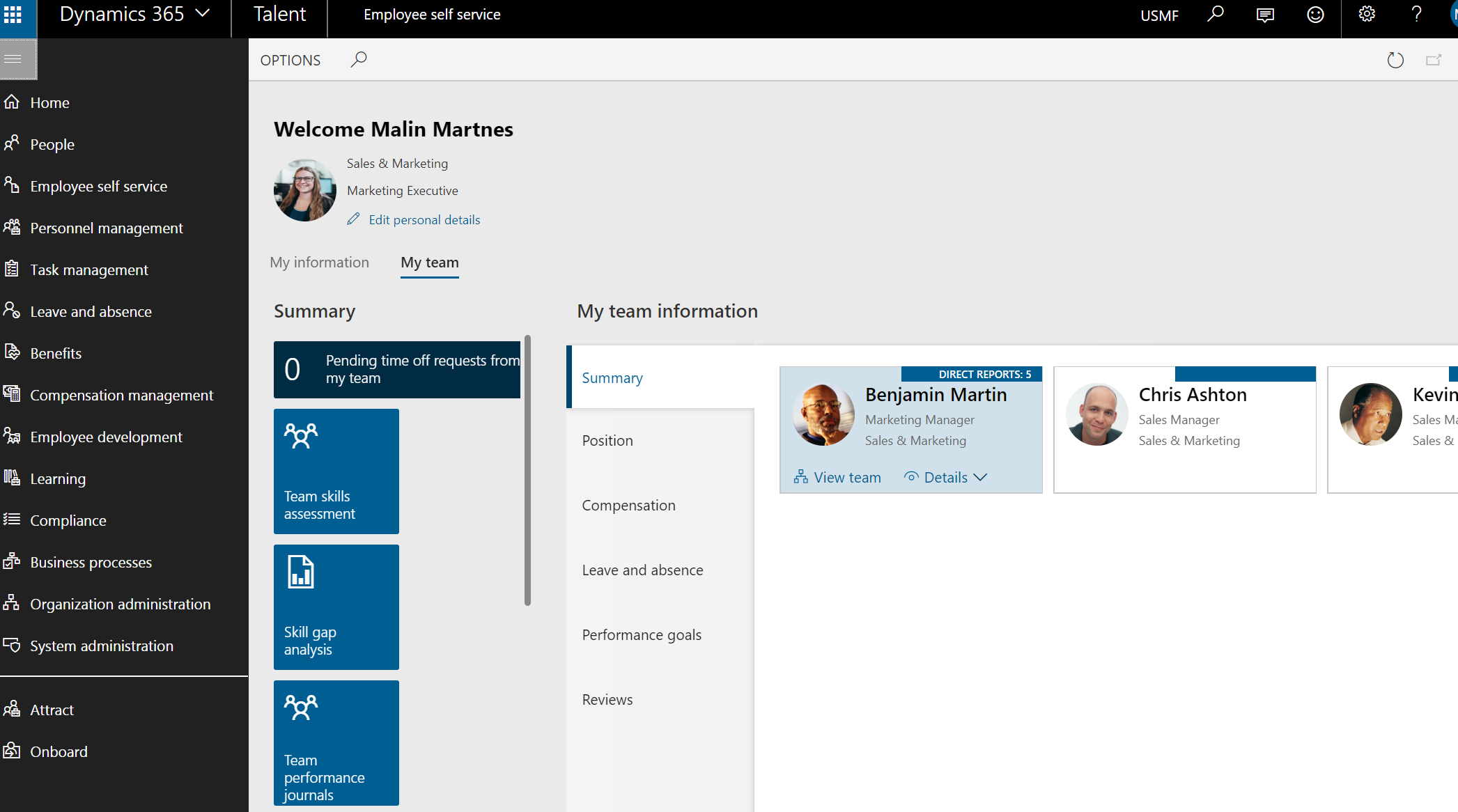 Manager Self-Service - My team