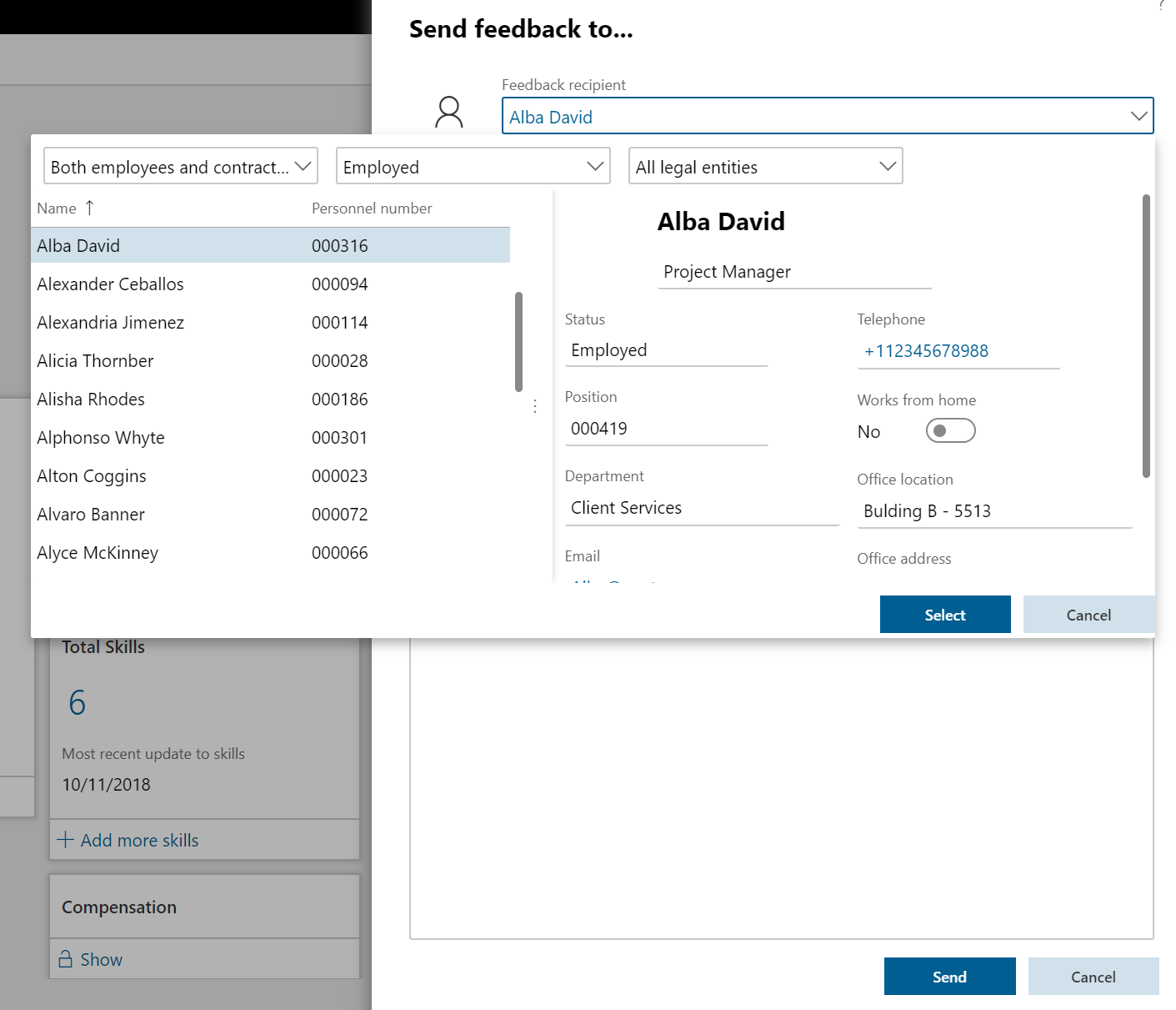 Employee Self-service - Send feedback