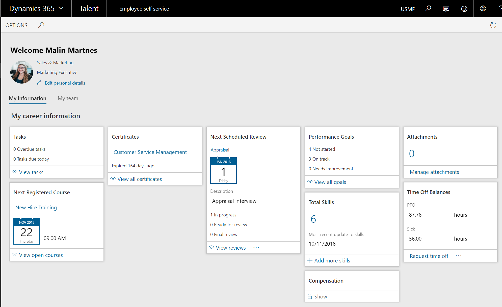 Employee Self-Service my career information