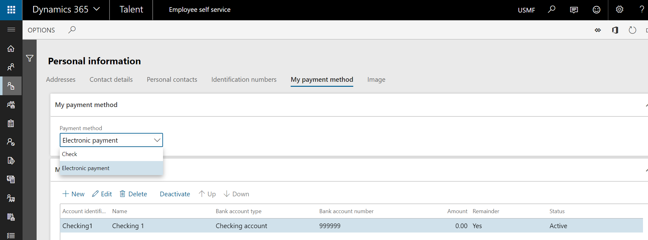 Personal information - My payment method