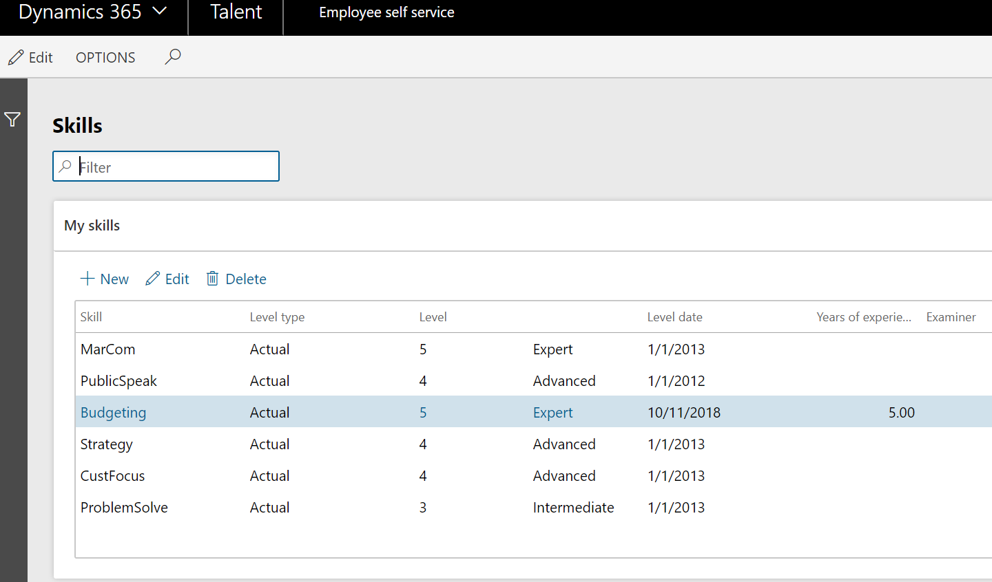 Employee Self-service - See my skills