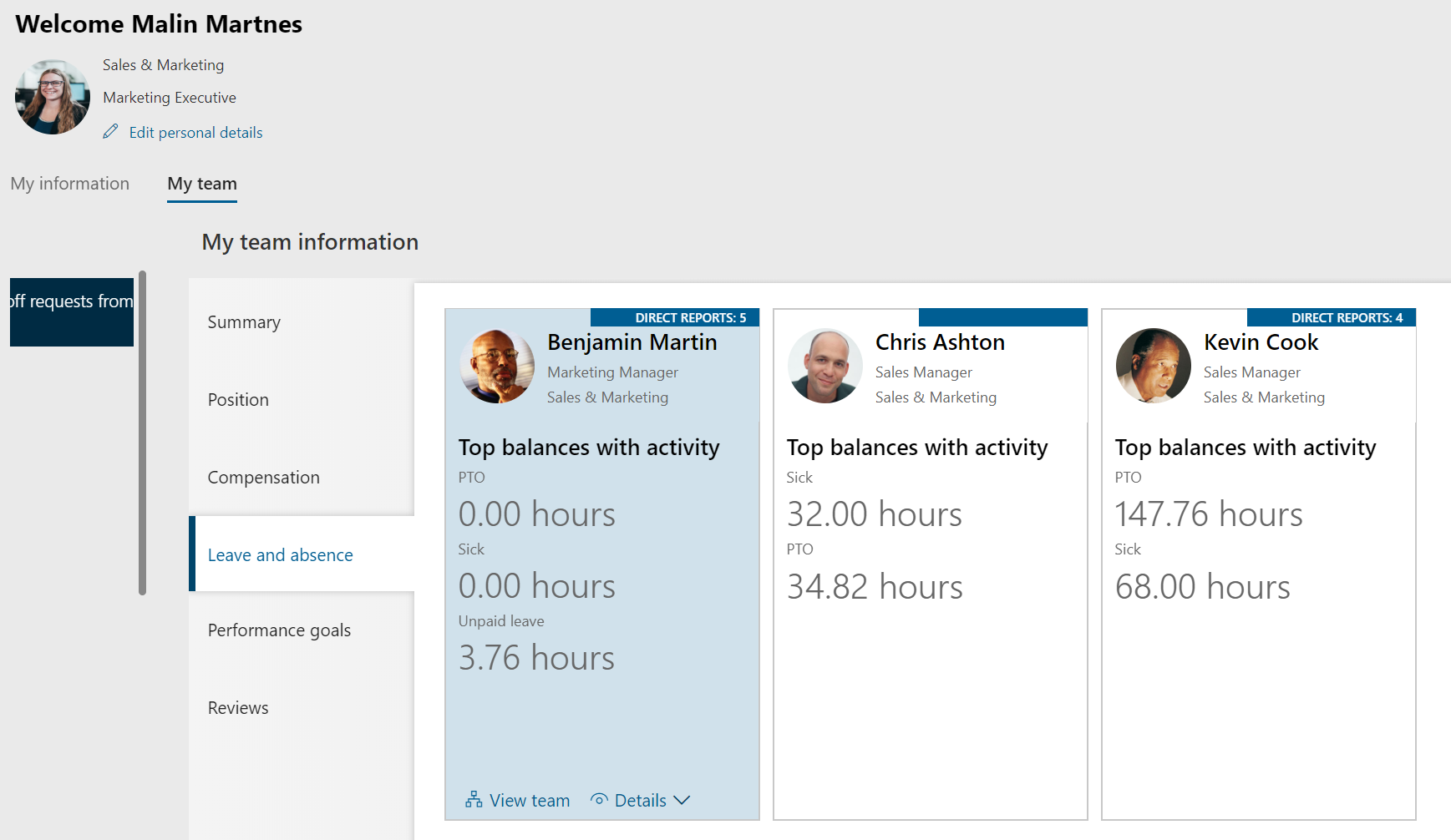 Manager Self-service - Leave and absence