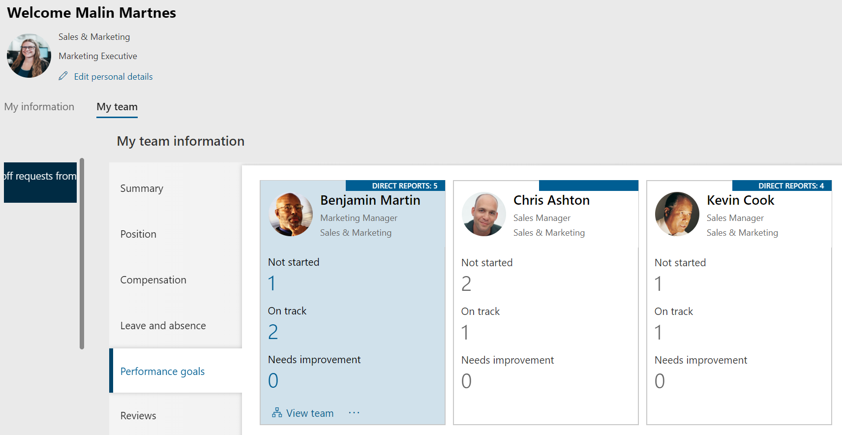 Manager Self-service - Performane goals