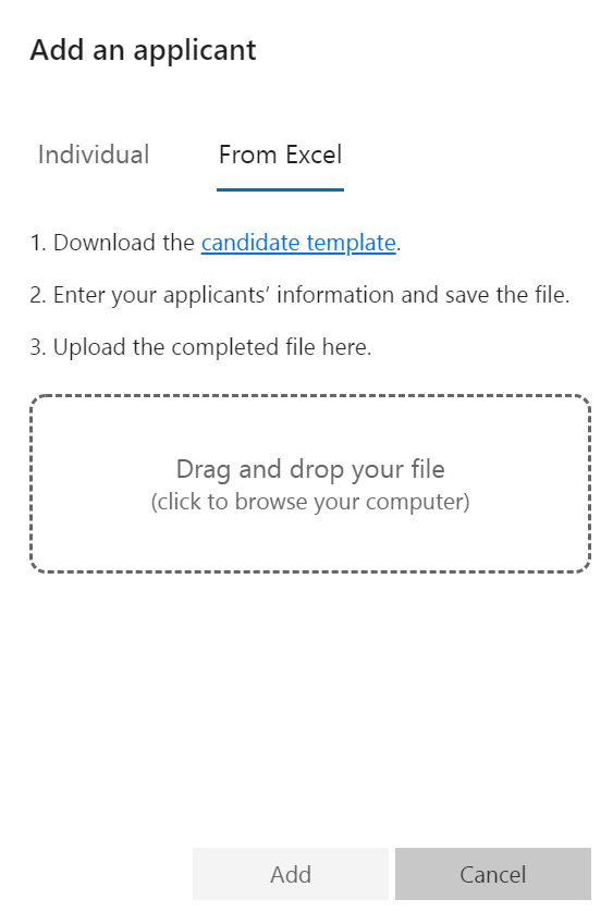 Add an applicant from Excel