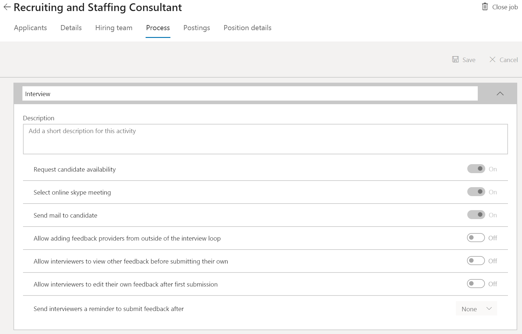 Interview stage setup