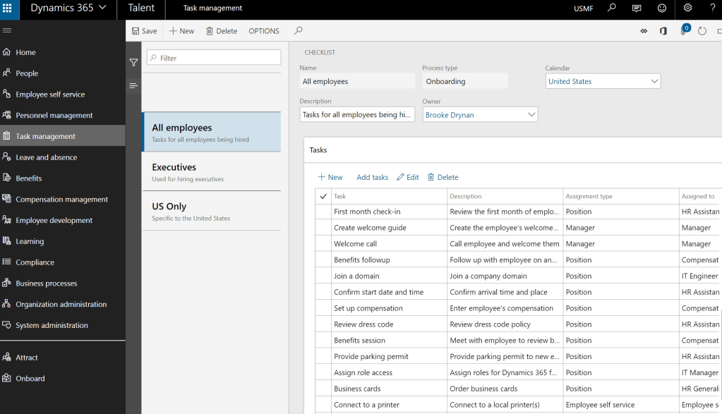 Checklists with tasks