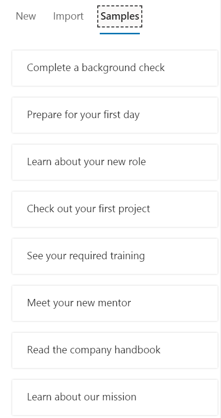 Onboarding activities samples
