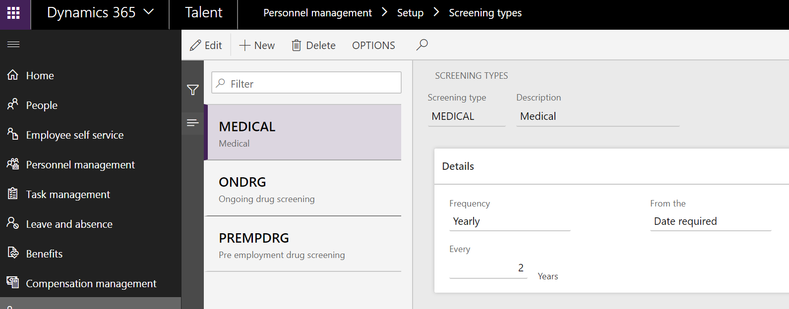 Screening types