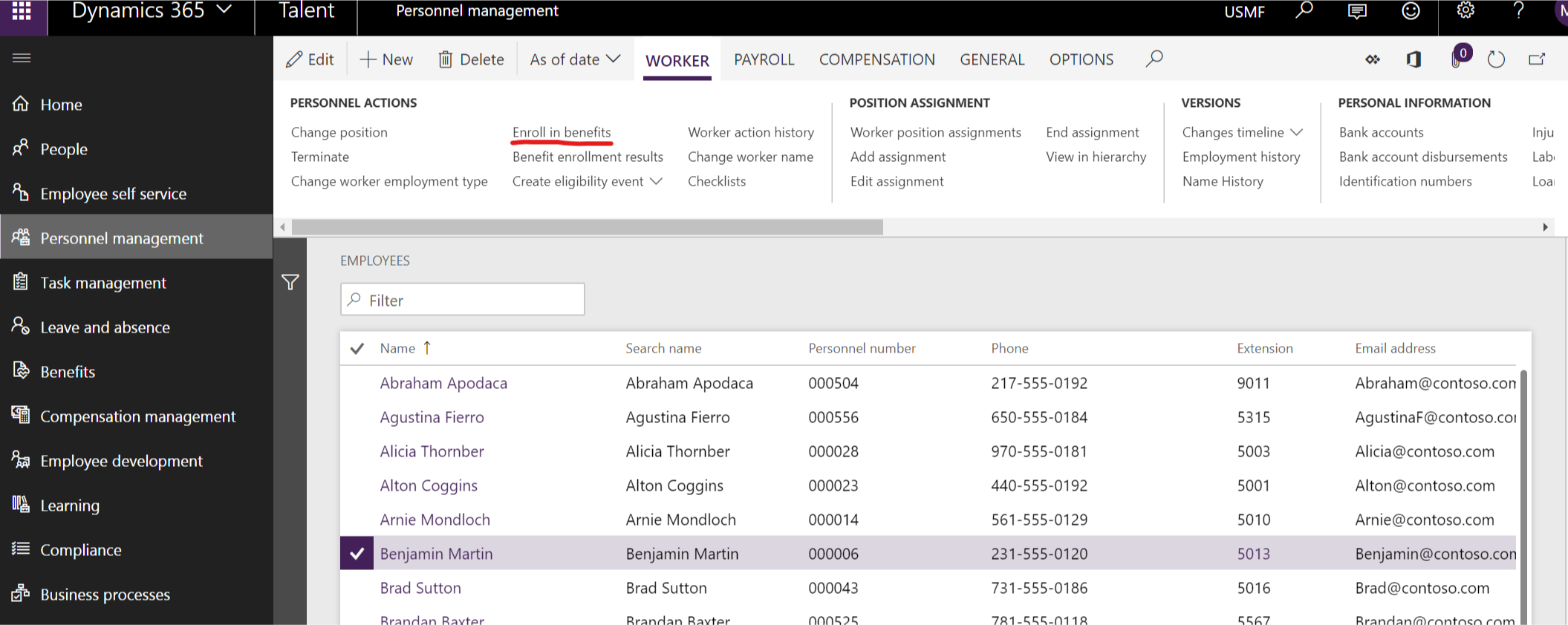 Enroll through the personnel management workspace