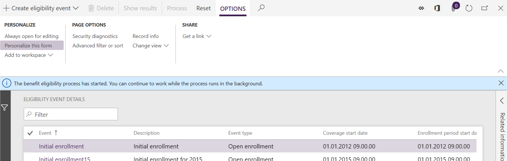 Eligibility process started