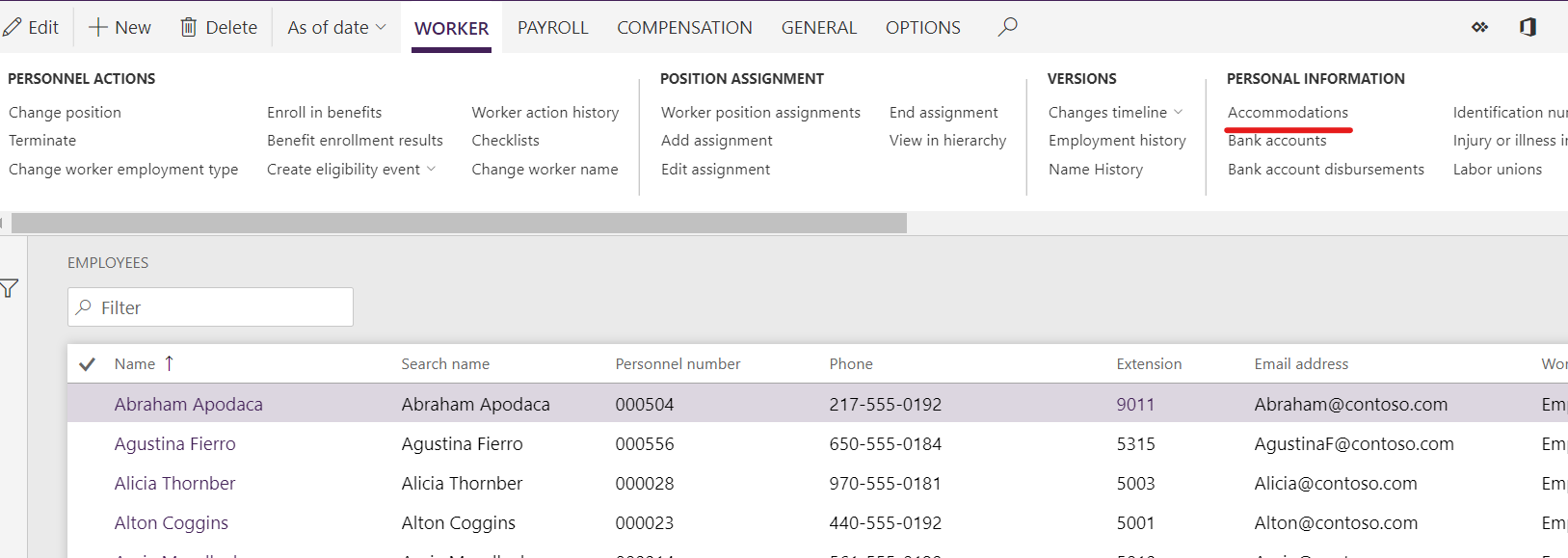 Accommodations for a worker/employee