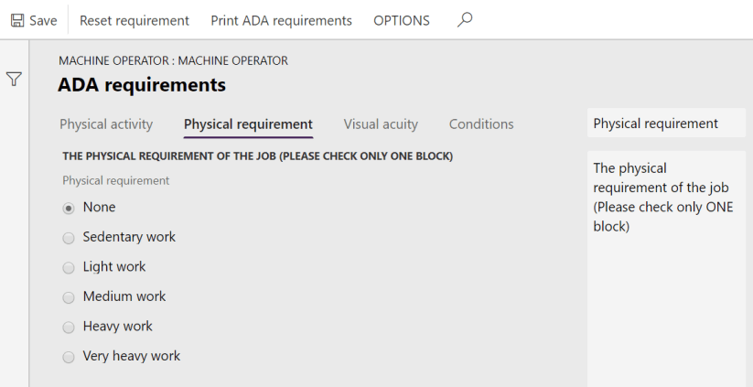 ADA - Physical requirement