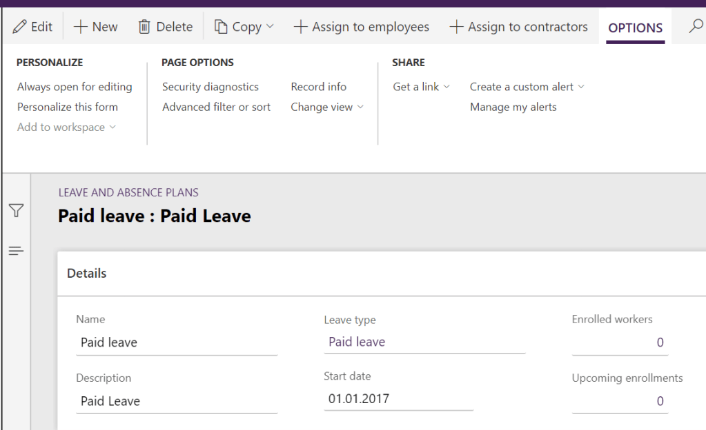 Leave and absence plan