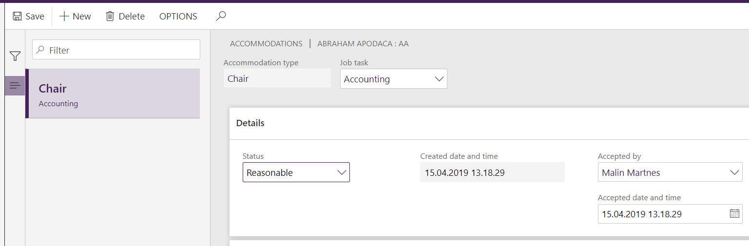 Accommodation with status reasonable