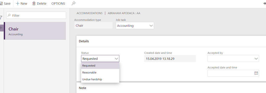 Accommodation request