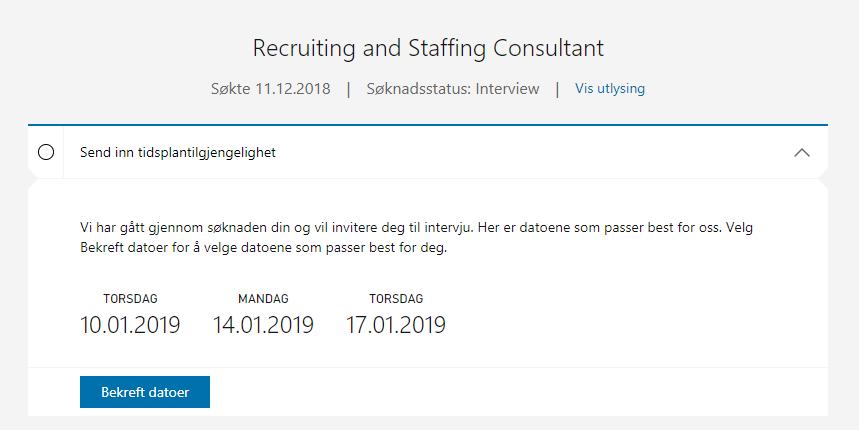 Candidate page - schedule interview