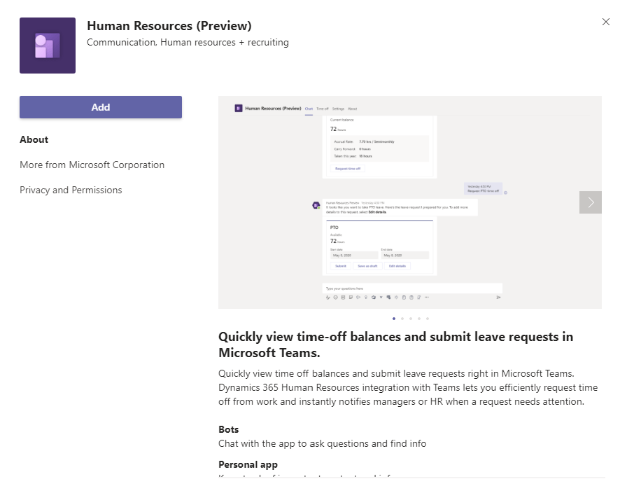 Add the Human Resources App in Teams
