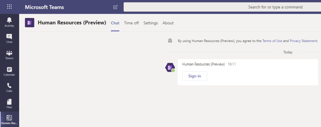 Sign in to the Human Resources App