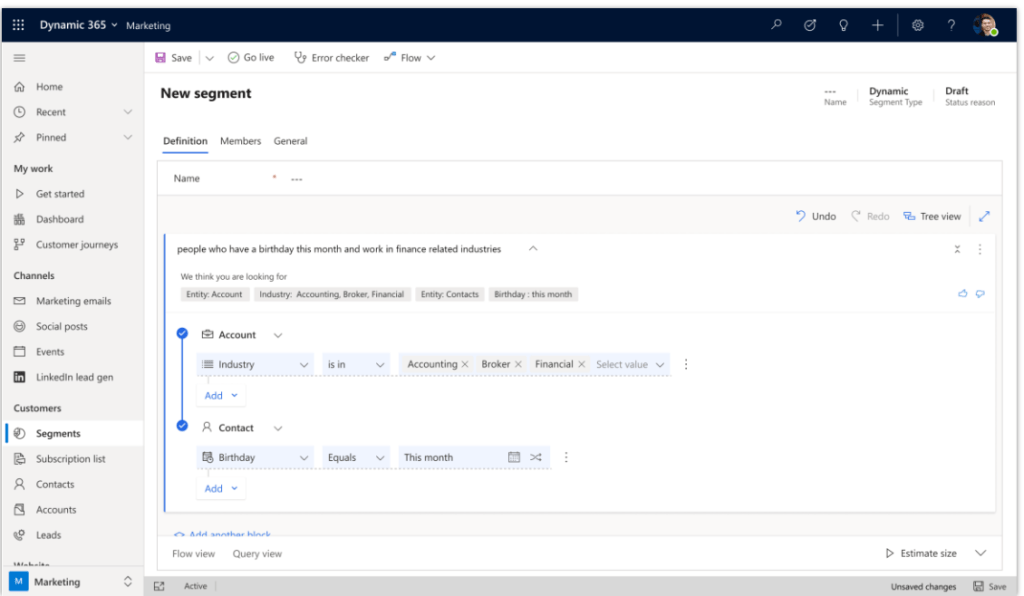 Build a segment with natural language