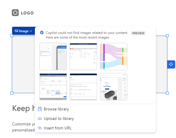Copilot suggesting images from your library