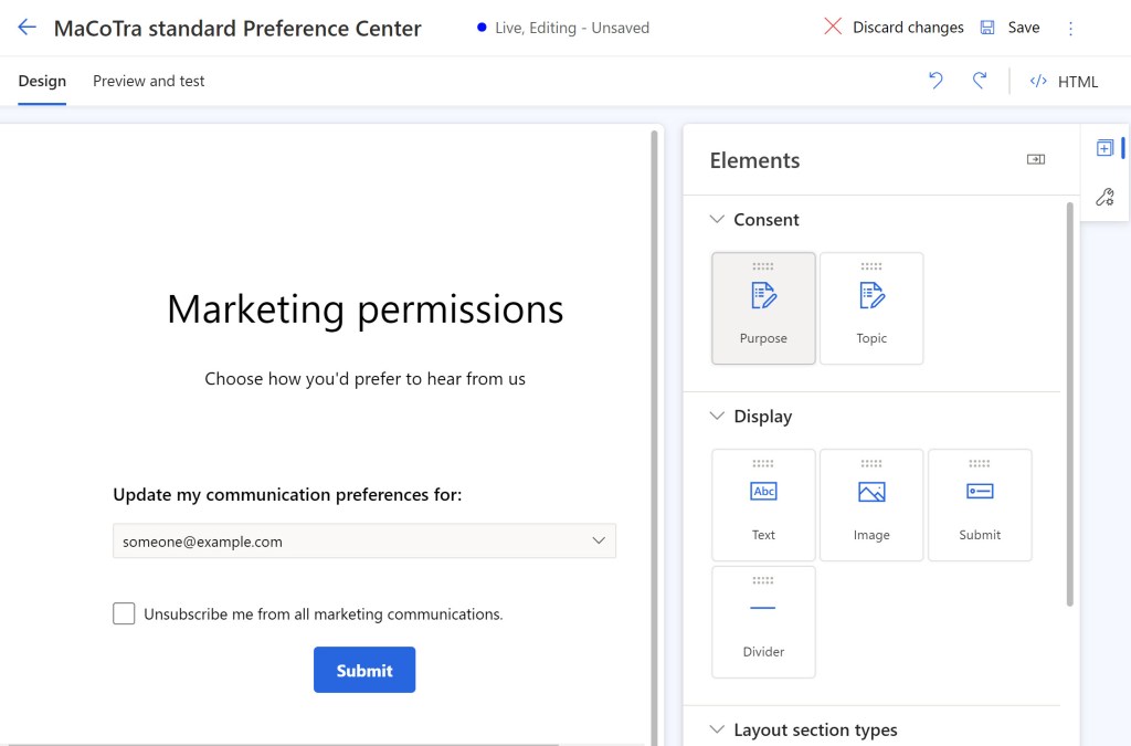 Screenshot of form in edit mode