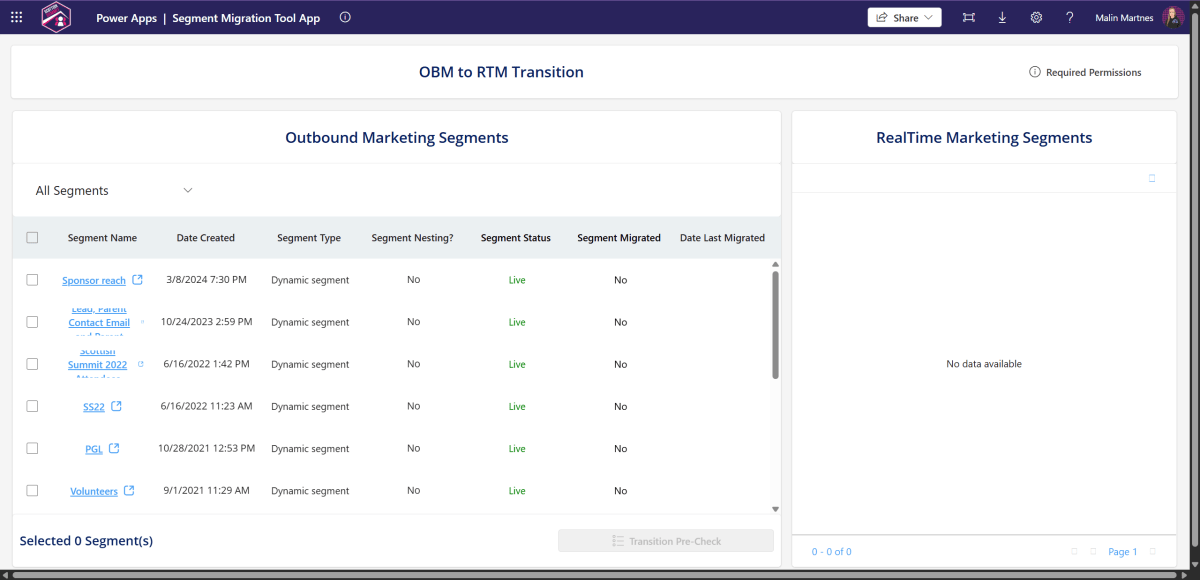 Outbound segments migration&nbsp;tool